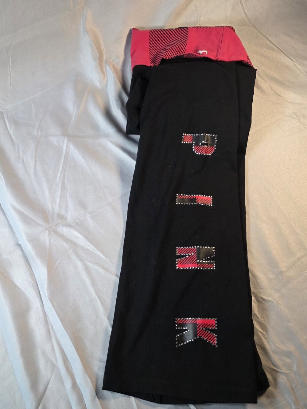 Victoria's Secret Black Leggings with Pink Logo Accents